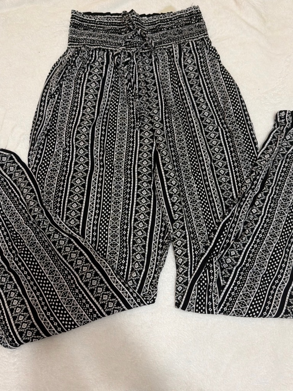Kingston Black & White Patterned Wide-Leg Pants